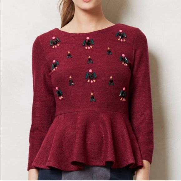 Dolce Vita Sweaters - Dolce Vita Beaded Peplum Sweater